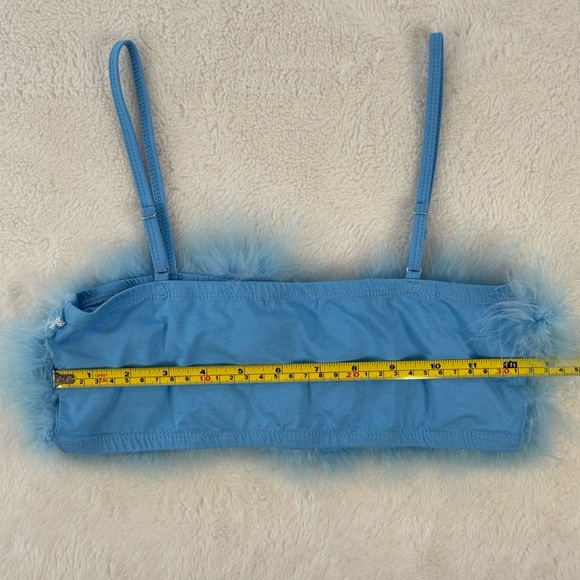 Sugar Thrillz Sky Blue Feather Bra Crop Top - Picture 6 of 7